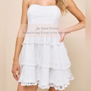 Lulu's Strapless White Lace Mini Dress